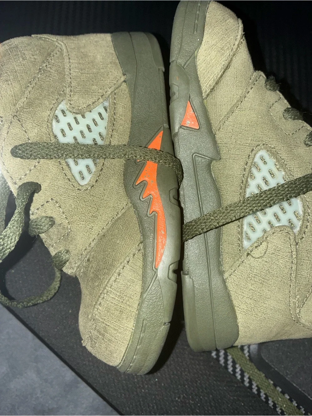 Nike Kids Olive Green and Orange High-Top Sneakers
